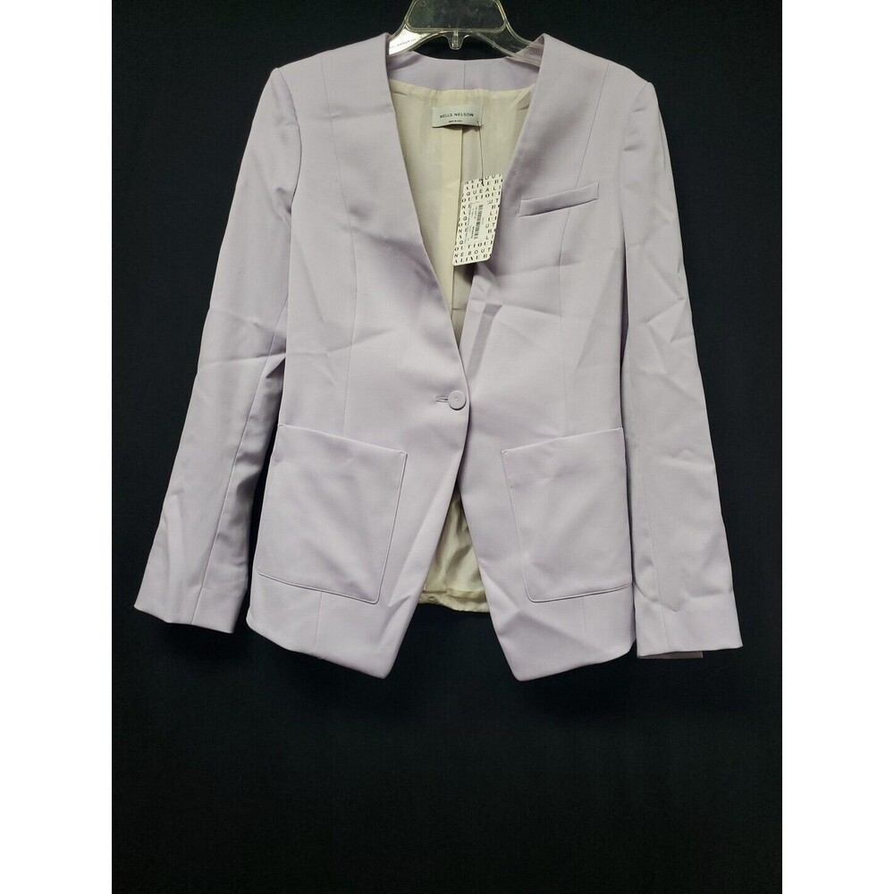 Nells Nelson Collarless Jacket Blazer Purple Lavender Wool/ Silk Size 40/ 4 NWT